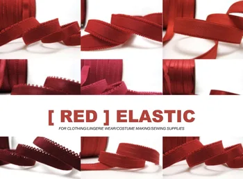 6 yarzi de Culoare ROSU Model Decorativ Lenjerie Elastic|Bentiță Elastică|Slab Elastic|Porțiune Îngustă de Dantelă|Sutien